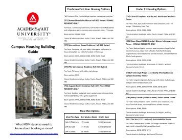 Campus Housing Building Guide - Academy of Art University