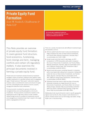 Private Equity Fund Formation - Chadbourne & Parke LLP