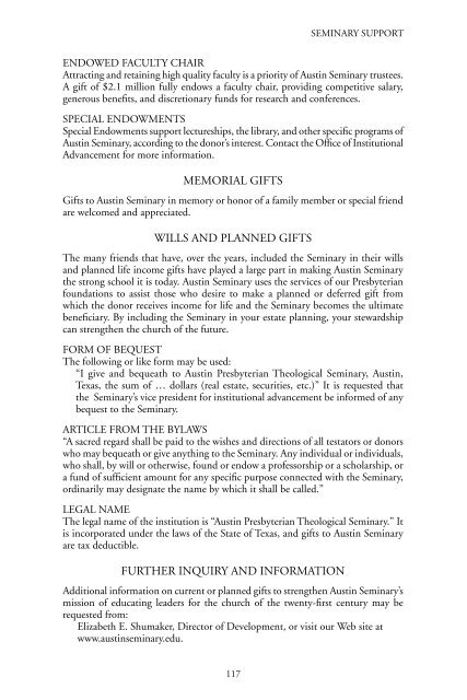 Catalogue 2008 Book - Austin Presbyterian Theological Seminary