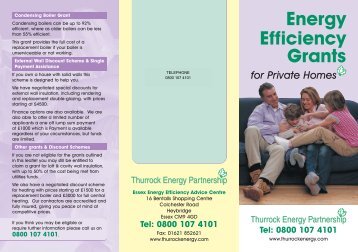 Thurrock Council - Private Housing Leaflet: Energy Efficiency Grants