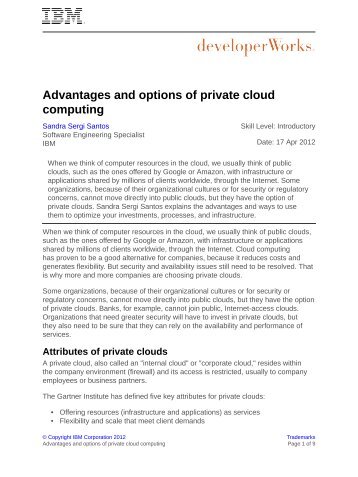 Advantages and options of private cloud computing - IBM