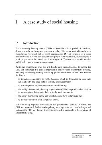 Appendix IA case study of social housing - Productivity Commission