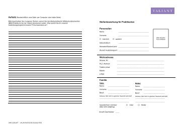 Stellenbewerbung für Praktikanten Personalien ... - Valiant V4U