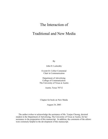 The Interaction of Traditional and New Media - ContentMarketingPedia