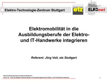 Jörg Veit: "Elektromobilität in die Ausbildungsberufe der Elektro