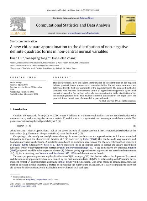 A new chi-square approximation to the distribution - NCSU Statistics ...