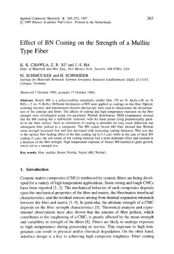 Effect of BN coating on the strength of a mullite type fiber