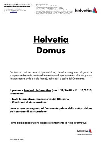 Fascicolo Informativo Helvetia Domus edizione 12/2010