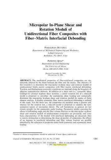 Micropolar In-Plane Shear and Rotation Moduli of Unidirectional ...