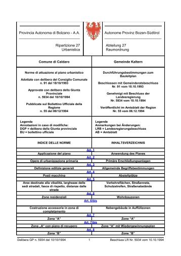 Provincia Autonoma di Bolzano - A.A. Ripartizione 27 Urbanistica ...