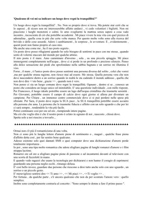 'Qualcuno di voi mi sa indicare un luogo dove regni la ... - A. Balzico