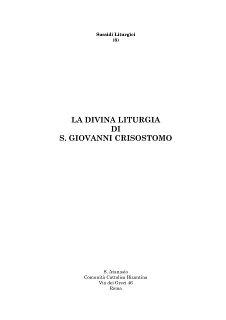 Divina Liturgia di S. Giovanni Crisostomo