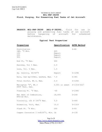 Technical Data Sheet MIL-PRF-38299 (MIL-F ... - Mach-Dynamics