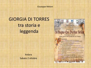 GIORGIA DI TORRES tra storia e leggenda - sardegna e mediterraneo