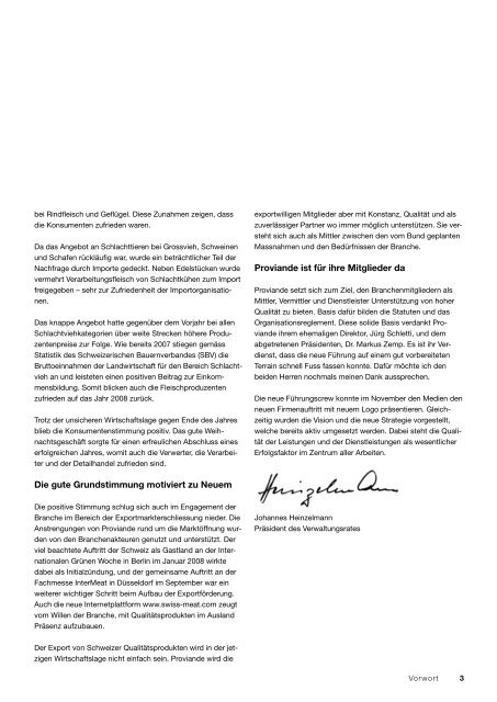 Geschäftsbericht 2008 von Proviande - Proviande Schweizer Fleisch