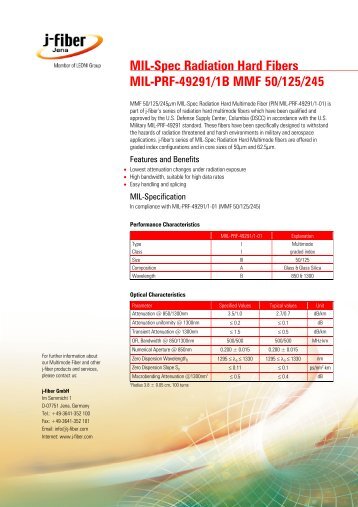 MIL-Spec Radiation Hard Fibers MIL-PRF-49291/1B MMF 50 ... - j-fiber