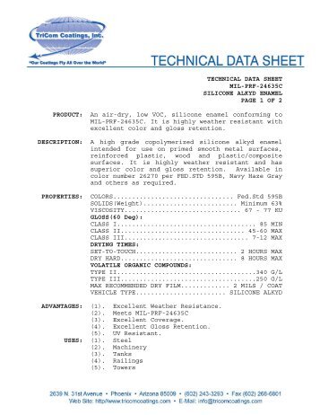 MIL-PRF-24635C Silicone Alkyd Enamel - TriCom Coatings, Inc.