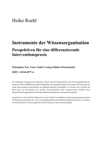 Heiko Roehl Instrumente der Wissensorganisation - Prof. Dr. Heiko ...