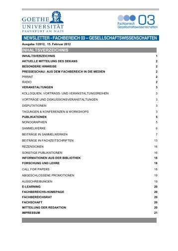 newsletter - fachbereich 03 - Goethe-Universität