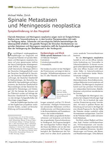 Spinale Metastasen und Meningeosis neoplastica - Palliativ Portal
