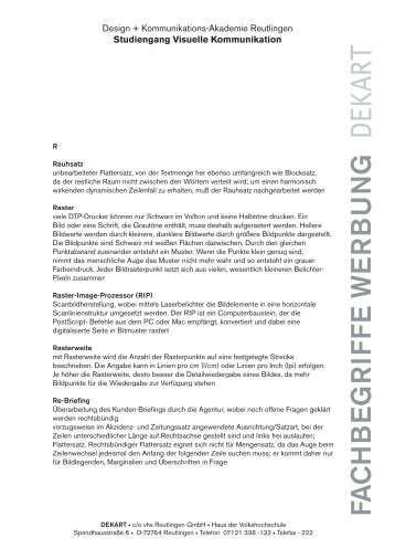 Design + Kommunikations-Akademie Reutlingen ... - DEKART