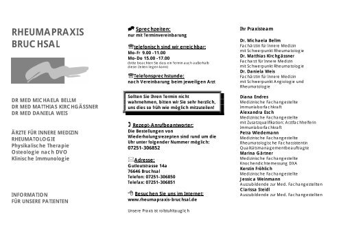 Rheumapraxis Bruchsal Dr Med Michaela Bellm