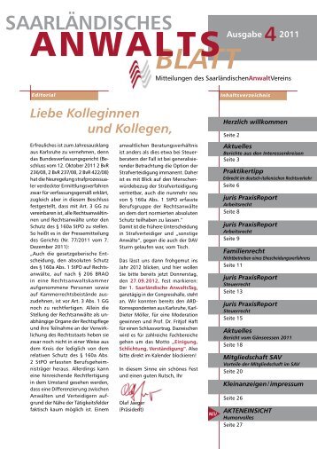 Download Anwaltsblatt 4/ 2011 - SAV Saarländischer Anwaltverein