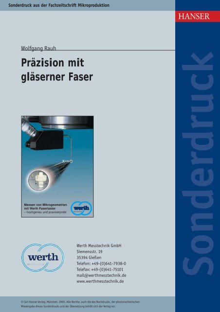 Präzision mit gläserner Faser - Werth Messtechnik GmbH