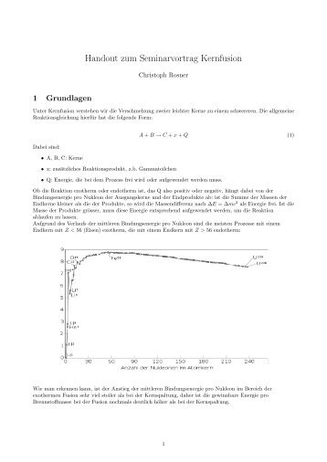 Handout zum Seminarvortrag Kernfusion - A1-Kollaboration