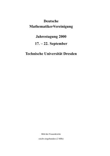 Deutsche Mathematiker-Vereinigung Jahrestagung 2000 17. – 22 ...