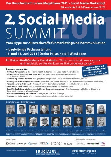 Programm des Social Media Summit 2011 - The Conference Group ...