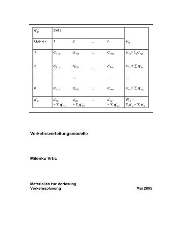 Verkehrsverteilungsmodelle Milenko Vrtic - ETH Zürich