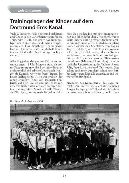 Ruderblatt Ausgabe 2/2008 - "Hansa" von 1898 e.V. - Dortmund