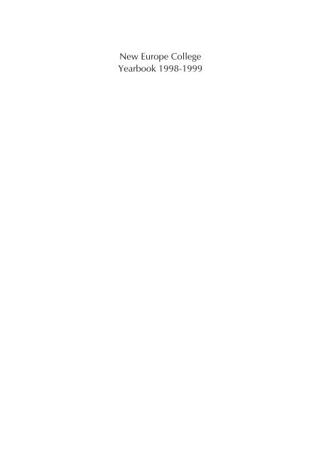 New Europe College Yearbook 1998 1999