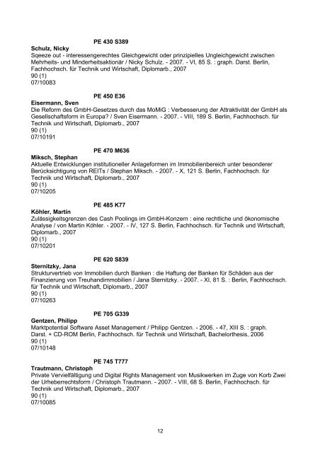 Bachelor-, Diplom- und Masterarbeiten: Einarbeitungszeitraum 2007