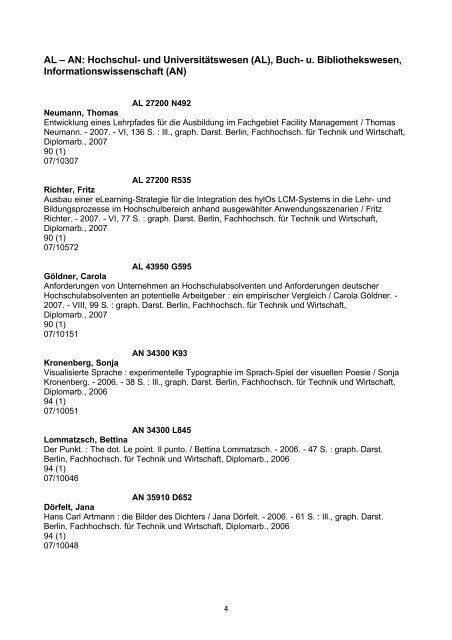 Bachelor-, Diplom- und Masterarbeiten: Einarbeitungszeitraum 2007