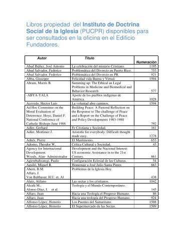 Libros propiedad del Instituto de Doctrina Social de la Iglesia ...