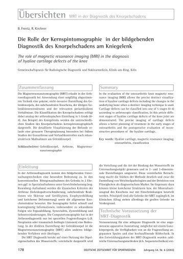 Die Rolle der Kernspintomographie in der bildgebenden Diagnostik ...