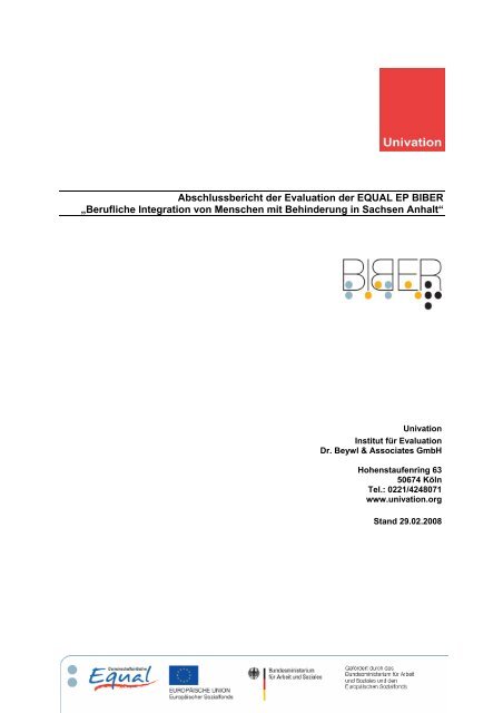 Abschlussbericht der Evaluation der EQUAL EP BIBER ... - Univation