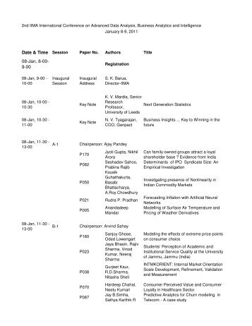 Schedule - Indian Institute of Management, Ahmedabad