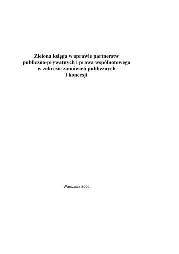 Zielona księga w sprawie partnerstw publiczno-prywatnych i prawa ...