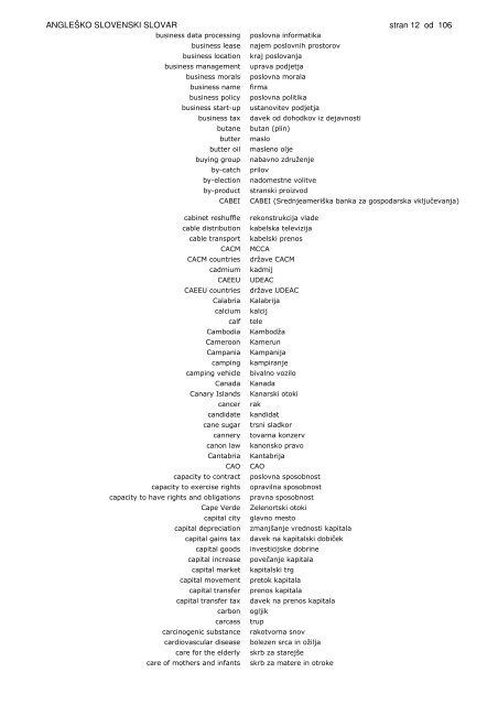 Anglesko-slovenski slovar gospodarstva in politike - Slovarji.info