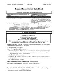 Nitrogen Gas Material Safety Data Sheet Provided by Praxair ...