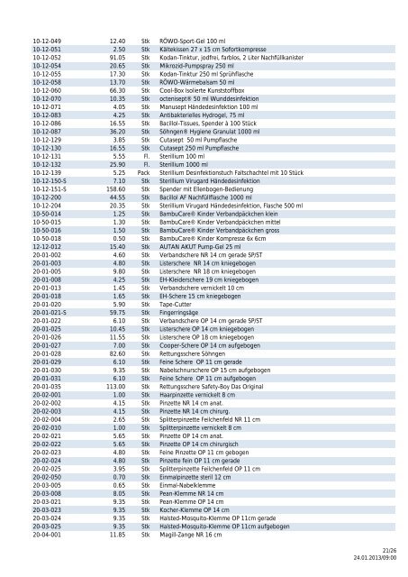 Preisliste 2013 Notfallmedizin Söhngen - Heinz Stampfli AG