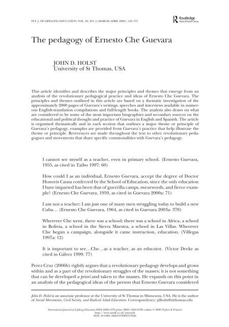 The pedagogy of Ernesto Che Guevara