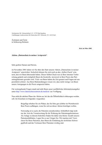 Ärztinnen und Ärzte in Schleswig-Holstein Aktion „Datenschutz in ...