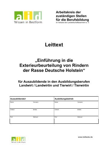 aid Leittext: Einführung in die Exterieurbeurteilung von Rindern der ...