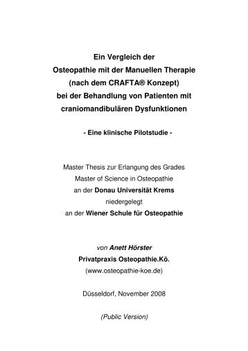 Master Thesis Anett Hoerster OST vs. MT bei - Osteopathie-Kö