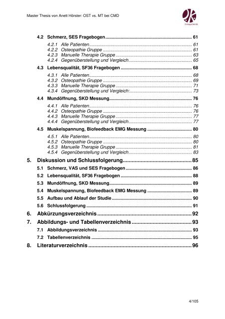 Master Thesis Anett Hoerster OST vs. MT bei - Osteopathie-Kö