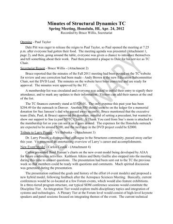 Minutes of Structural Dynamics TC - AIAA Info